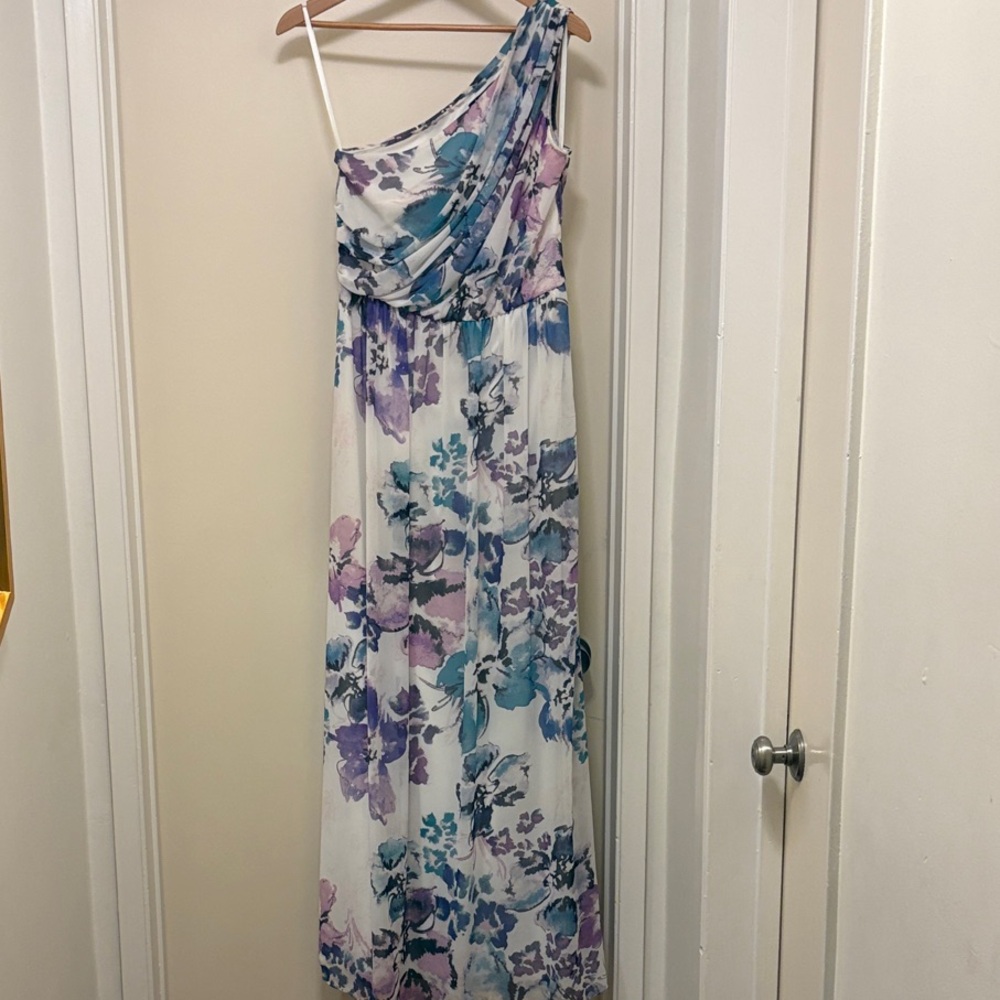 Ralph Lauren One-Shoulder Dress in Purple and Blue Floral